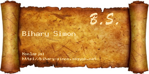 Bihary Simon névjegykártya